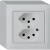 AP-Steckdose Hager kallysto 2×T13 beleuchtet Q lichtgrau 