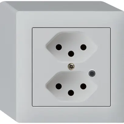 AP-Steckdose Hager kallysto 2×T13 beleuchtet Q lichtgrau 