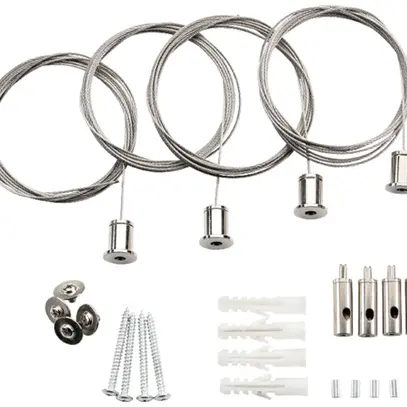 Kit de suspension à corde SG Sense Surface acier 2000mm argent 4 pcs 