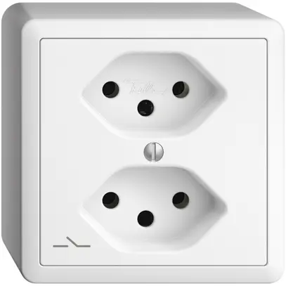 Prise AP EDIZIOdue 2×T13 blanc 1×S avec shutter 