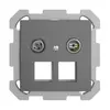 Prise multimédia 19dB ENC Edue FM, prise d.passage, pour 2×RJ45 Keystone, grf 