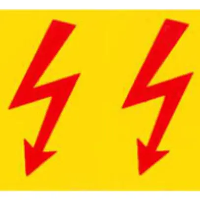 Plaque d'avertissement flèche 15×25mm matière synthétique jaune/rouge 