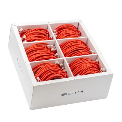 Cavo patch SLIM: 2m, rosso, 60 pezzi  Cat.6A, U/FTP, jack non infrangibile 