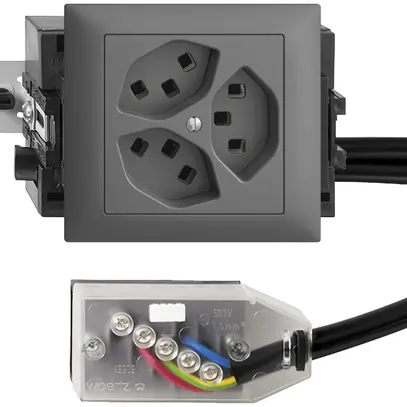 Presa INS 3×T23 16A grigio scuro 53mm L2 EDIZIOdue per Technofil 