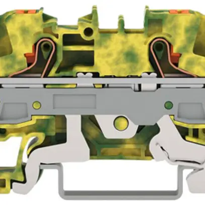 Morsetto di terra componibile WAGO TOPJOB S 6mm² Push-in 4×1 DIN35 ve/gi 