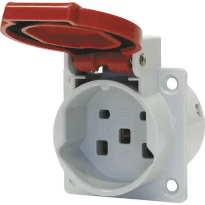 Prise INC Steffen T25 5P 16A 400V gris couvercle rouge 
