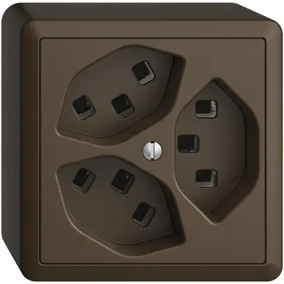 AP-Steckdose 3×T23 16A EDIZIOdue coffee, mit Steckklemmen 