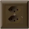 Prise ENC kallysto.line 2×T13/1 brun avec sécurité enfants 