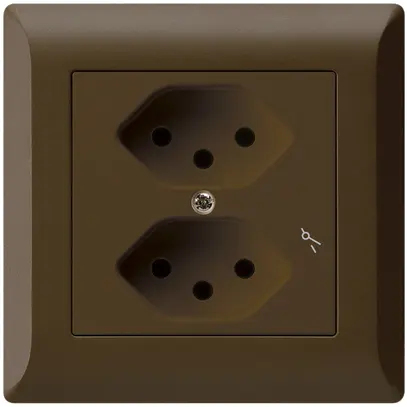 Prise ENC kallysto.line 2×T13/1 brun avec sécurité enfants 
