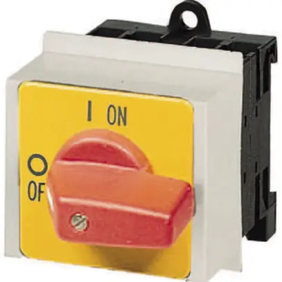 Interruttore ON-OFF INS Eaton, P1, 25A, 3P, ARRESTO D'EMEGENZA, leva rossa 