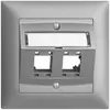 UP-Montageset EDIZIOdue, mit Schrägauslasshaube, für 2×RJ45, silver 