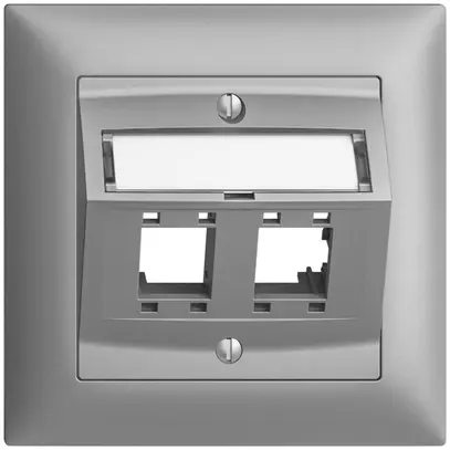 Kit montaggio ENC EDIZIOdue, con cappa di uscita obliqua, per 2×RJ45, silver 