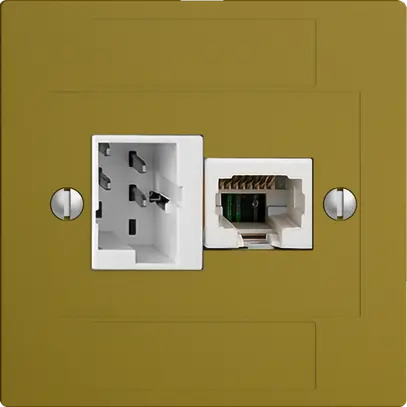 UP-Anschlussdose 1×TT,1×RJ45/u 4P EDIZIOdue olive ITplus ITM 