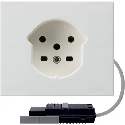 Prise FLF HA type 15 avec bornes enfichables avec adaptateur câble rond blanc 