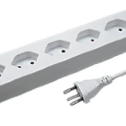 Presa multipla STEB POWER EASY 6×T13 con prot.bamb.+int.1.4m bianco 