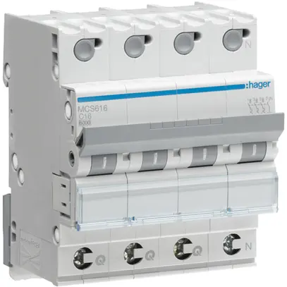 Disgiuntore Hager MCB quickconnect 4P 415V tipo C 16A Icn 6kA 4UM 