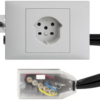 Presa INS EDIZIOdue T15 grigio chiaro, 45…69mm per cavo piatto Technofil 