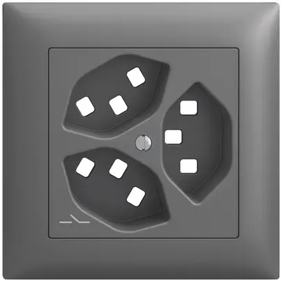 Kit de montage ENC Feller EDIZIOdue, pour prise 3×T23 1×séparé, gris foncé 