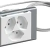 Prise FLF 3×type 13 montage sur angle câble 1.5 m & capot de protection blanc 