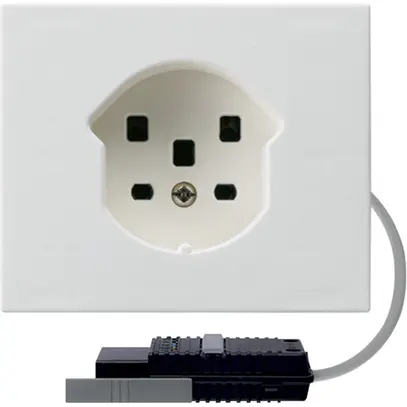 FLF-Steckdose HA Typ 25 mit Steckklemmen mit Rundkabel-Adapter weiss 