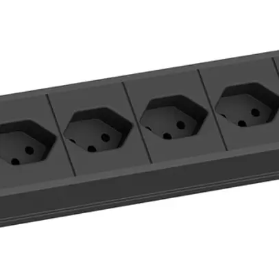 Presa multipla BACHMANN 7×T13 2m con interruttore nero 