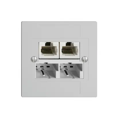 Boîte ENC SOHO 2×TT/2×RJ45/u sép.ITplus EDIZIOdue gris clair 