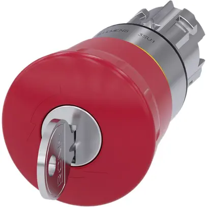 Poussoir Siemens SIRIUS ACT ISO serrure RONIS Ø40mm rouge métal brillant 