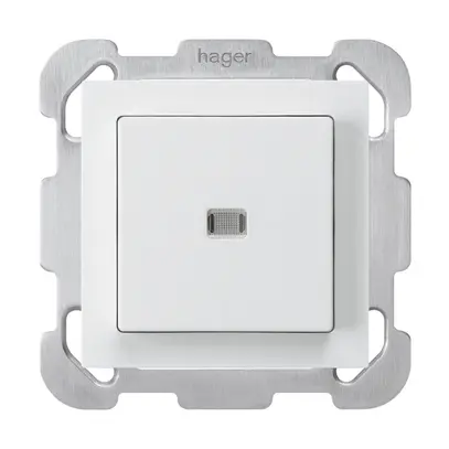 Pulsante luminoso INC kallysto A-R/1P bianco con piastra di fissaggio 