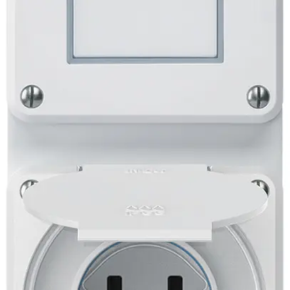 Combinazione INC robusto 2×1, interruttore schema 3/presa T25 IP55 bianco 