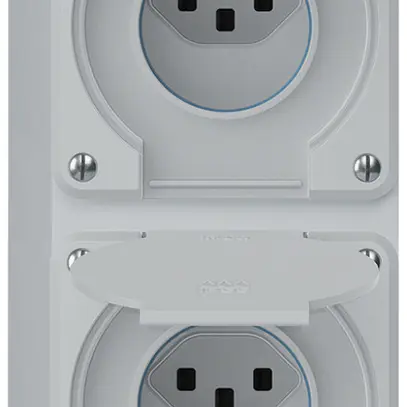 Combinazione AP robusto 2×1, 2×presa T23 IP55 grigio 