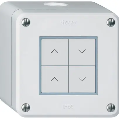 Poussoir pour stores KNX AP Hager BA robusto Q quadruple 86×86mm blanc 