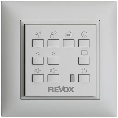 Commande murale EDIZIOdue pour Voxnet FMI, avec 10 bout., LED, IR, gris clair 