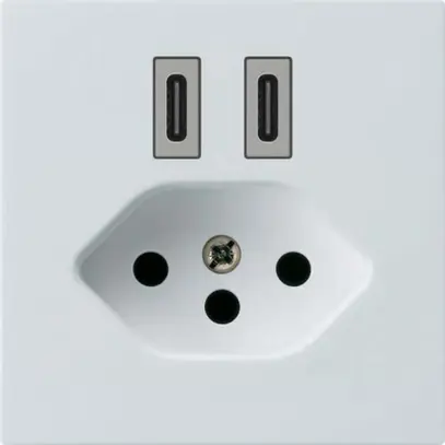 USB-Ladesteckdose Hager kallysto C-C 20W+T13 5V 60×60mm weiss 