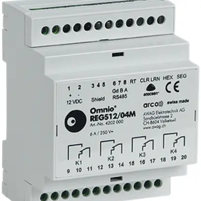 Actionneur de commutation AMD Omnio REGS12/04M 4 canaux 12VDC 4C 230V 6A, 4UM 