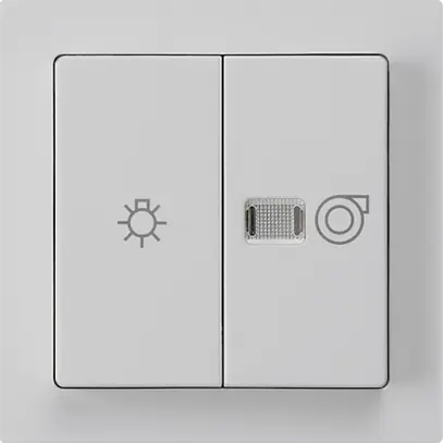 Leuchtdruckschalter kallysto 1/1L hellgrau mit Symbol Licht+Ventilation 