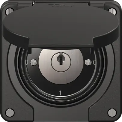 Interruttore rotativo NEVO N.CO 0/1L, con serratura&2 chiavi, KS, 0-1-0-1, nero 