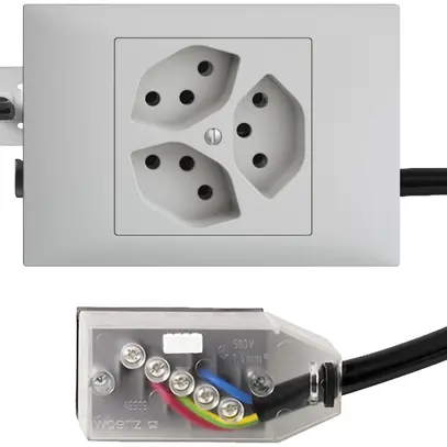 Prise INC EDIZIOdue 3×T13 L1 gris clair, 45…69mm pour Technofil 