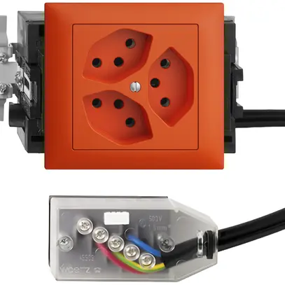 Presa INS EDIZIOdue 3×T13 L1 53mm Snap arancione per Technofil 