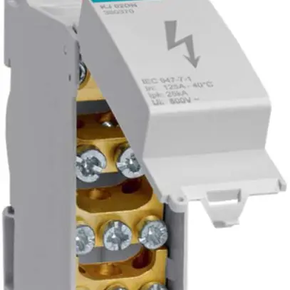 Bloc répartiteur Hager 125A 1L 2×10…35mm² + 2×2.5…25mm²+ 6×1.5…16mm² 