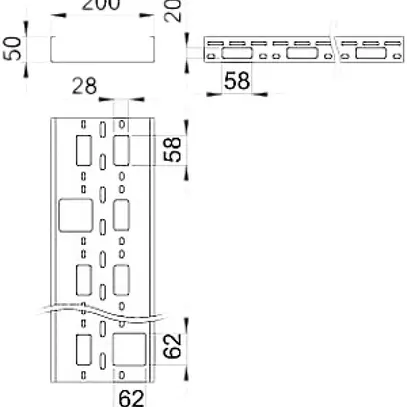 Petit canal Bettermann AZK perforé 50×200×3000mm zingué à chaud par immersion 