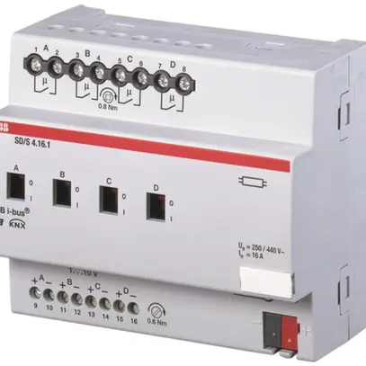 Attuatore-variatore KNX INS 4×, 16 A/230V, 0…10V,REG-K, 4UM 