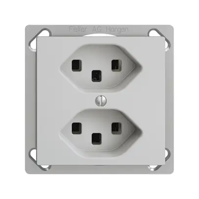 Presa INS 2×T23 16A EDIZIOdue grigio chiaro, con morsetti innest. 