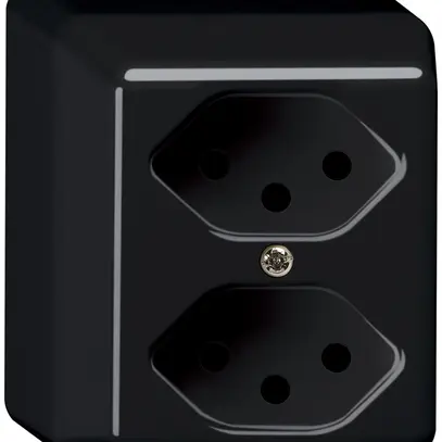 Prise AP basico 2×type 13 noir 
