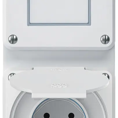 Combinazione INC robusto 2×1, interruttore schema 3/presa T15 IP55 bianco 