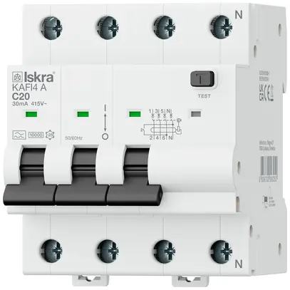 Disgiuntore differenziale ISKRA KAFI4 4P caratteristica C 20A 0.03A tipo A 4UM 