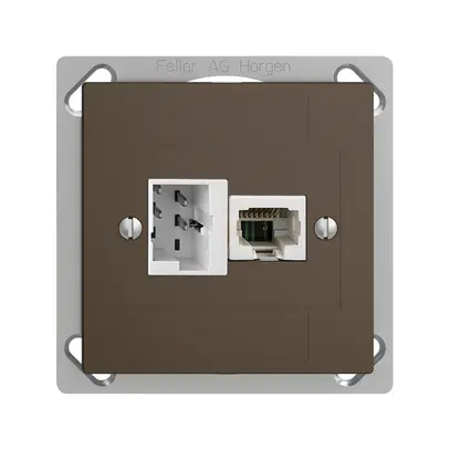 Presa INS 1×T+T,1×RJ45/u 4P EDIZIOdue ITplus ITM coffee 