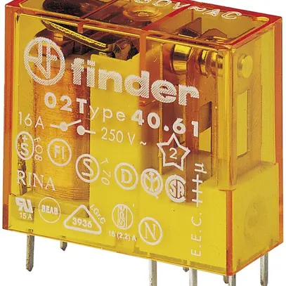Relè commutazione Finder 40, 1C 16A/240VAC AgCdO 31500Ω 5mm RT III 