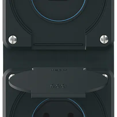 Combinaison ENC robusto 2×1, 2×prise T13 IP55 noir 