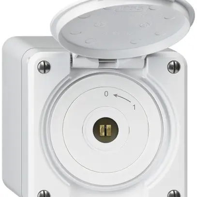 Contatto rotativo chiave quadrata AP robusto IP55 bianco con coperchio 1P 