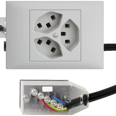 Presa INS 3×T23 16A grigio chiaro 53mm L2 EDIZIOdue per Technofil 